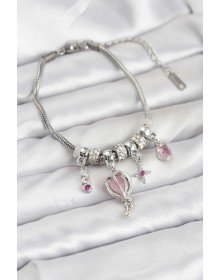 Brass Silver Color Flying Balloon Charm Women's Bracelet