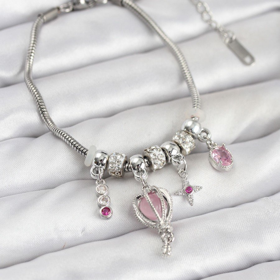 Brass Silver Color Flying Balloon Charm Women s Bracelet
