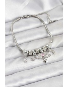 Brass Silver Color Winged Charm Women's Bracelet
