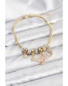 Brass Gold Color Winged Charm Women's Bracelet