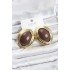 Brass Brown Almond Model Vintage Gold Women's Earrings