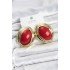 Brass Red Almond Model Vintage Gold Women's Earrings