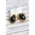 Brass Black Almond Model Vintage Gold Women's Earrings