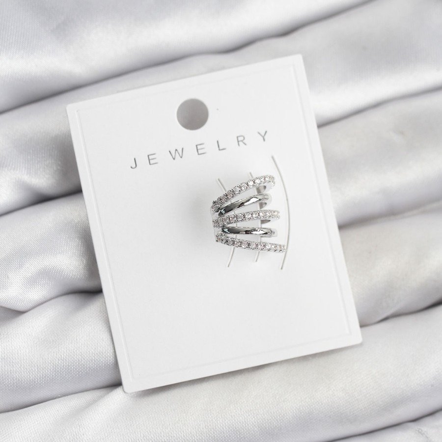 Silver Color Brass Zircon Stone Cartilage Earcuff Earring