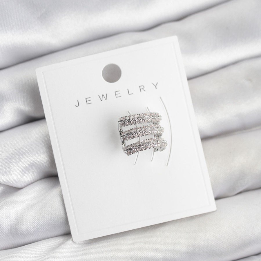 Brass Silver Color Zircon Stone Earcuff Cartilage Earring
