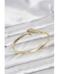 Brass Zircon Stone Snake Model Women's Handcuff Bracelet Brass Zircon Stone Snake Model Women's Handcuff Bracelet