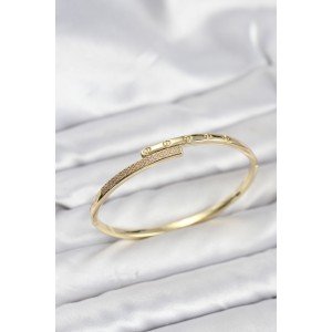 Brass Gold Color Zircon Stone Women's Handcuff Bracelet
