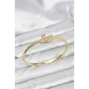 Brass Gold Color Zircon Stone Swan Model Women's Handcuff Bracelet Brass Gold Color Zircon Stone Swan Model Women's Handcuff Bracelet