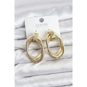 Brass Gold Color Drop Model Vintage Women's Earrings