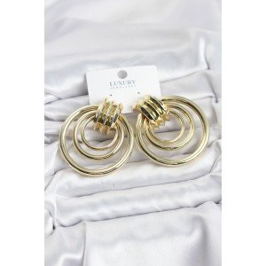 Brass Gold Color Ring Model Vintage Women's Earrings Brass Gold Color Ring Model Vintage Women's Earrings