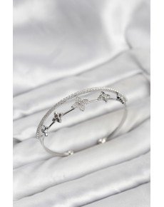 Brass Silver Color Flower Model Women's Bracelet