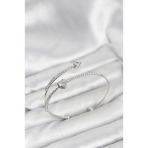 Heart Model Brass Silver Color Women's Bracelet Heart Model Brass Silver Color Women's Bracelet
