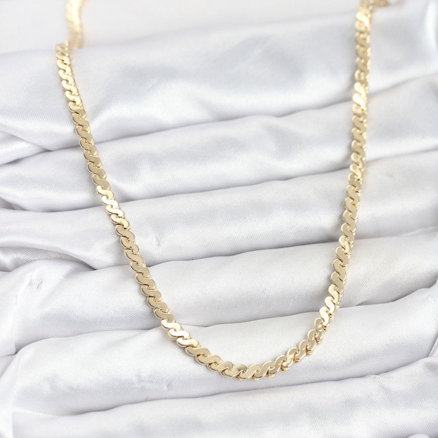 Brass Gold Color Flat Chain Women s Necklace