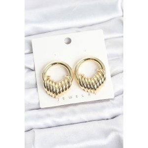 Brass Gold Color Ring Spiral Model Vintage Women's Earrings Brass Gold Color Ring Spiral Model Vintage Women's Earrings