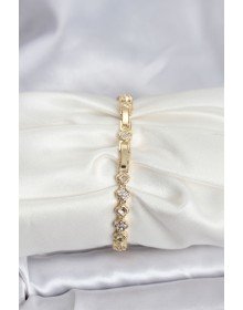 Brass Gold Color VIP Series Row Clover Model Zircon Stone Women's Bracelet