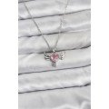 316L Steel Chain Silver Color Winged Heart Model Zircon Stone Women s Necklace