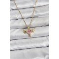 316L Steel Chain Gold Color Winged Heart Model Zircon Stone Women s Necklace