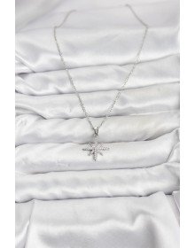 316L Steel Chain Silver Color Pole Star Model Zircon Stone Women's Necklace