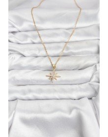316L Steel Chain Gold Color Pole Star Model Zircon Stone Women's Necklace