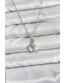 316L Steel Chain Silver Color Seashell and Starfish Model Zircon Stone Women's Necklace