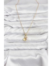 316L Steel Chain Gold Color Seashell and Starfish Model Zircon Stone Women's Necklace