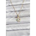 316L Steel Chain Gold Color Fish Model Zircon Stone Women s Necklace