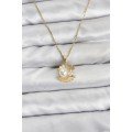 316L Steel Chain Gold Color Oyster Pearl Model Zircon Stone Women s Necklace