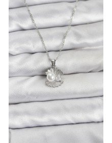 316L Steel Chain Silver Color Oyster Pearl Model Zircon Stone Women's Necklace