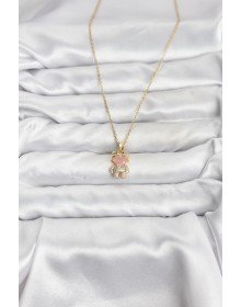 316L Steel Chain Gold Color Teddy Bear Model Zircon Stone Women's Necklace