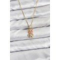 316L Steel Chain Gold Color Teddy Bear Model Zircon Stone Women s Necklace