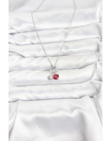 316L Steel Chain Silver Color Cherry Model Zircon Stone Women's Necklace