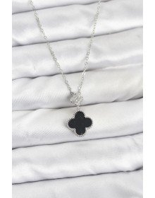 316L Steel Chain Silver Color Clover Model Zircon Stone Women's Necklace