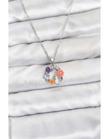 316L Steel Chain Silver Color Flower Cat Model Women's Necklace