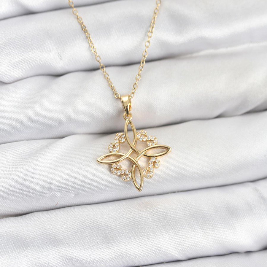 316L Steel Chain Gold Color Infinity Model Zircon Stone Women s Necklace