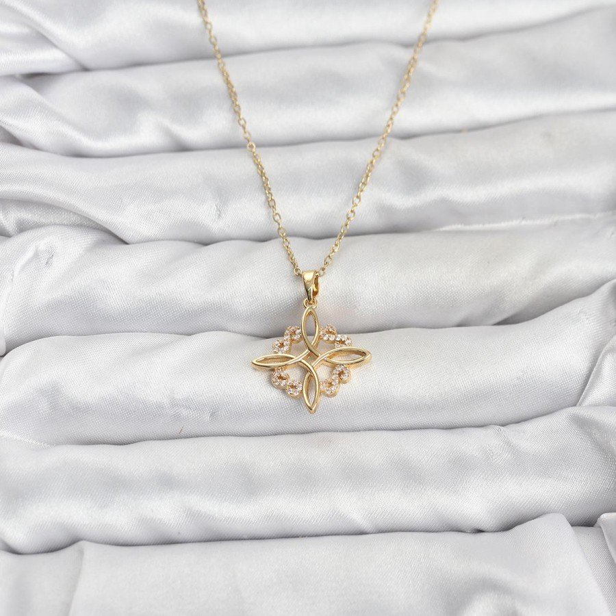 316L Steel Chain Gold Color Infinity Model Zircon Stone Women s Necklace