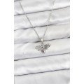 316L Steel Chain Silver Color Fly Model Zircon Stone Women s Necklace