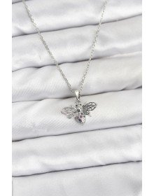 316L Steel Chain Silver Color Fly Model Zircon Stone Women's Necklace