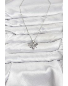 316L Steel Chain Silver Color Fly Model Zircon Stone Women's Necklace