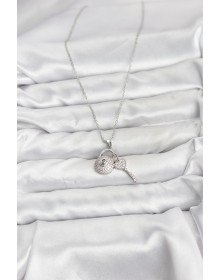 316L Steel Chain Silver Color Lock Key Model Zircon Stone Women's Necklace