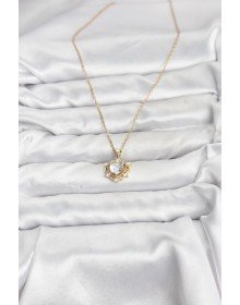 316L Steel Chain Gold Color Heart Model Zircon Stone Women's Necklace