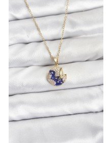 316L Steel Chain Gold Color Night Model Zircon Stone Women's Necklace
