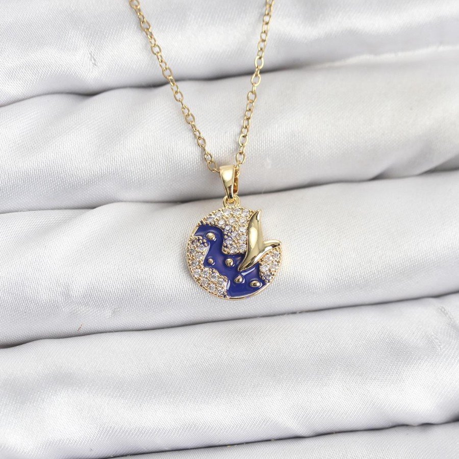 316L Steel Chain Gold Color Night Model Zircon Stone Women s Necklace