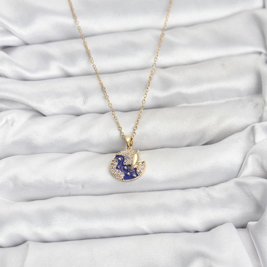 316L Steel Chain Gold Color Night Model Zircon Stone Women s Necklace