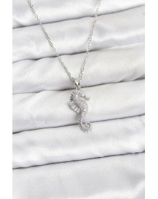 316L Steel Chain Silver Color Sea Horse Model Zircon Stone Women's Necklace