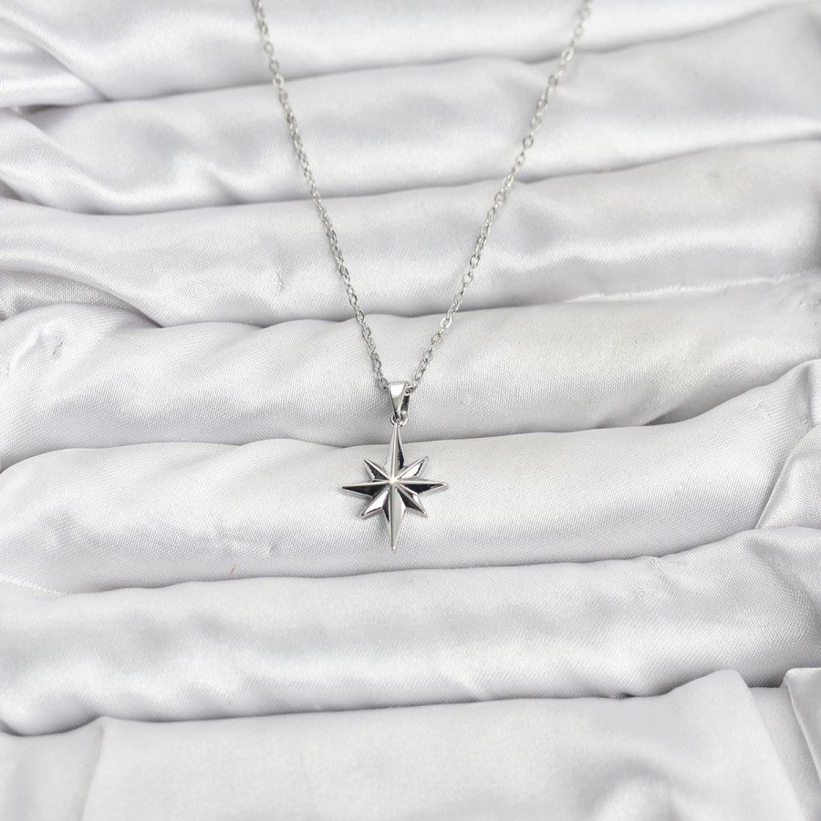 316L Steel Chain Silver Color Pole Star Model Women s Necklace