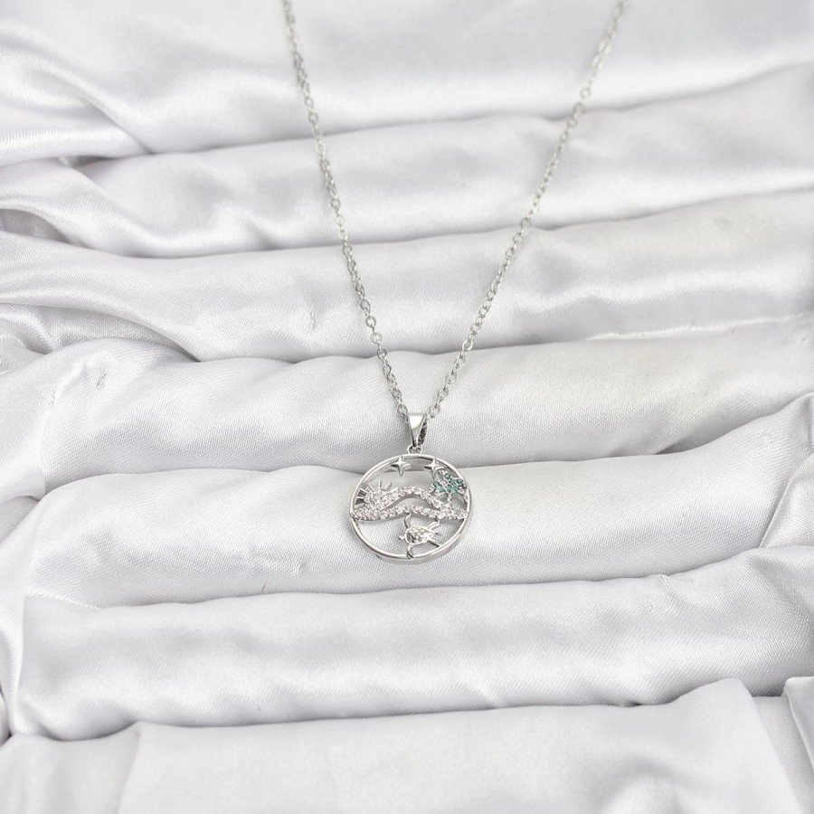 316L Steel Chain Silver Color Lucky Necklace Model Zircon Stone Women s Necklace