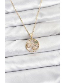 316L Steel Chain Gold Color Lucky Necklace Model Zircon Stone Women's Necklace