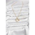 316L Steel Chain Gold Color Crescent Star Model Zircon Stone Women s Necklace 316L Steel Chain Gold Color Crescent Star Model Zircon Stone Women s Necklace