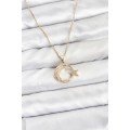 316L Steel Chain Gold Color Crescent Star Model Zircon Stone Women s Necklace 316L Steel Chain Gold Color Crescent Star Model Zircon Stone Women s Necklace
