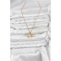 316L Steel Chain Gold Color Starfish Model Zircon Stone Women s Necklace